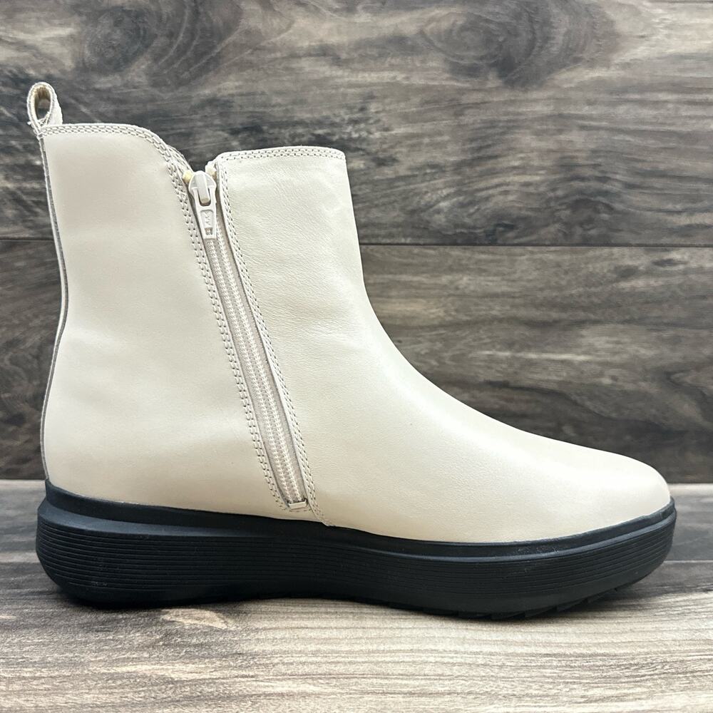 NIB Naturalizer Talise 8.5M Off White Leather Platform Zip Ankle Booties Boots - Picture 8 of 13